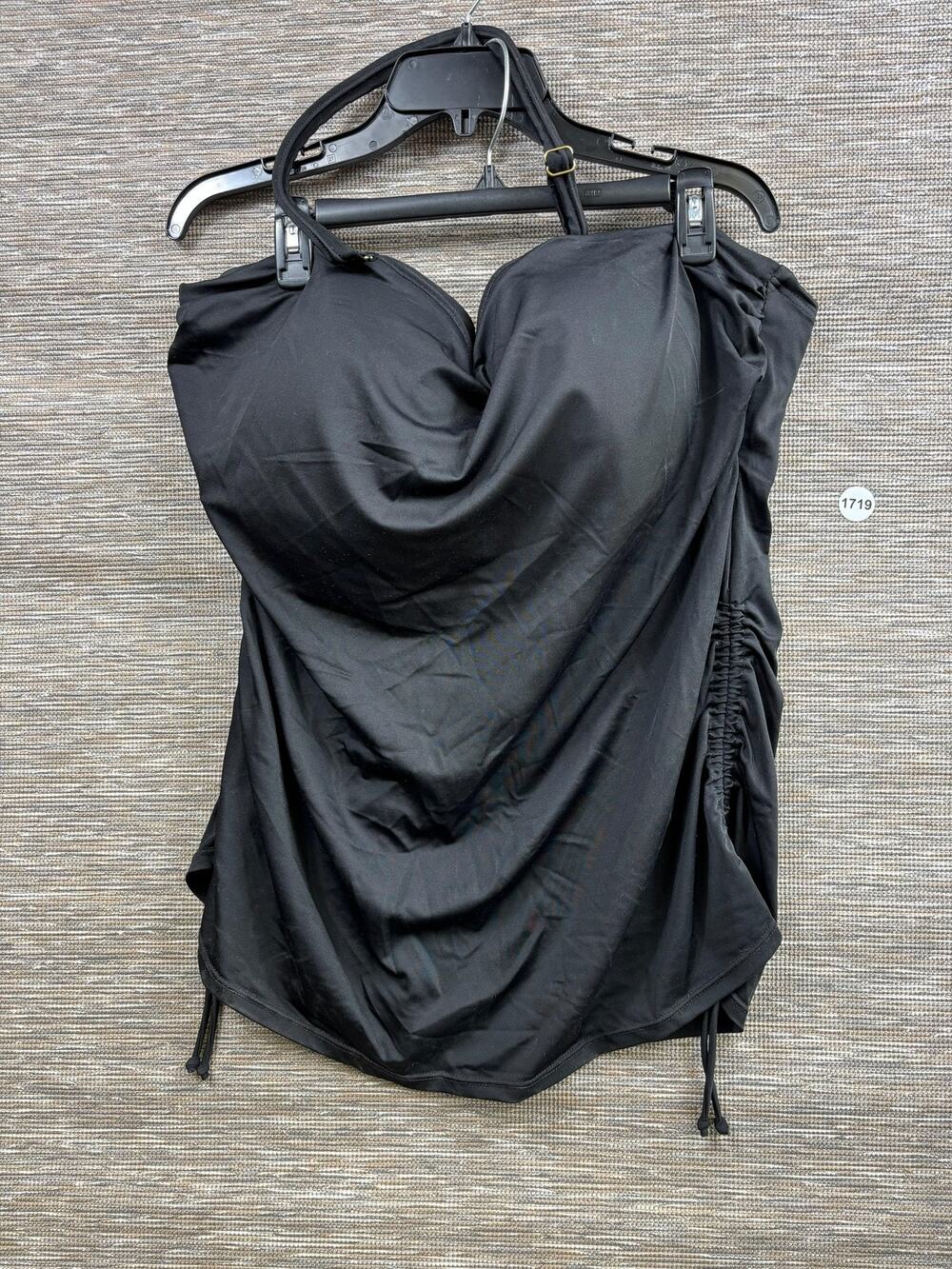 Swimsuit For All Tankini Swimsuit Top Womens Size 24 Black Bandeau Ruched Plus
